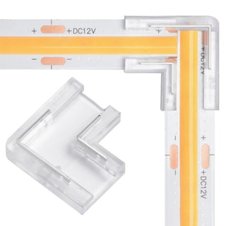 10mm L-shape corner connector joining two LED strips at 90 degrees