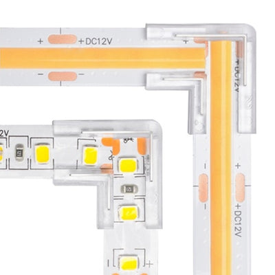 10mm L-shape corner connector fitted to COB and SMD LED strip