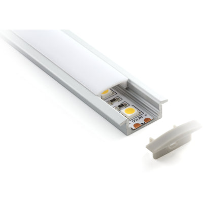 iLuminaire Recessed Profile (ILUM-003-R) — recessed aluminium LED profile with opal diffuser and end cap