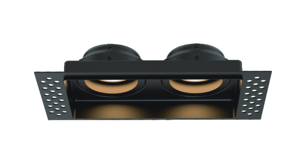 Rectangle twin trimless plaster-in downlight IP20 Black