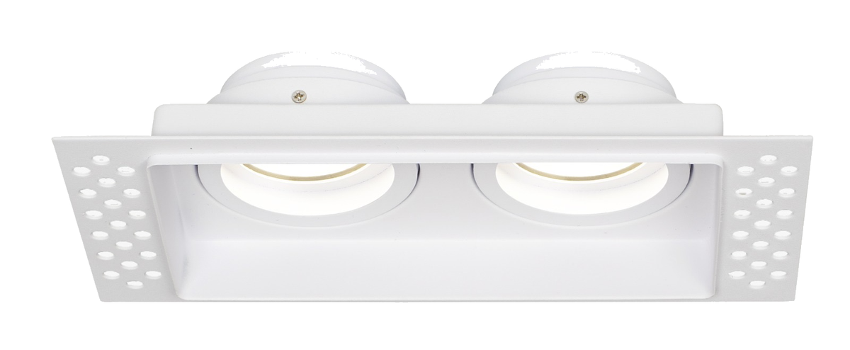 Rectangle twin trimless plaster-in downlight IP20 White