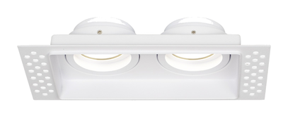 Rectangle twin trimless plaster-in downlight IP20 White