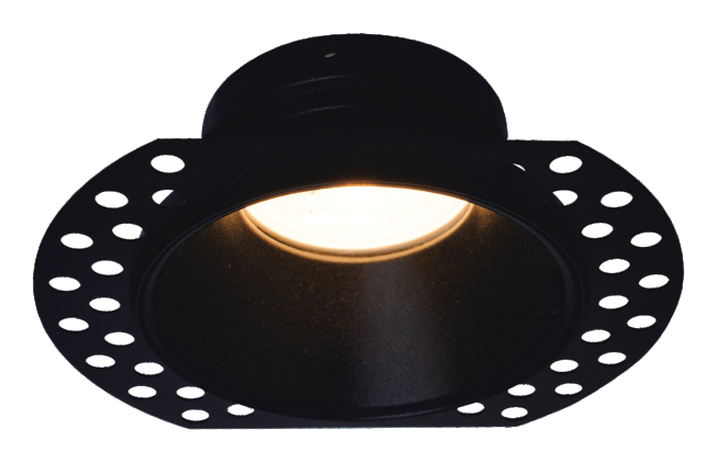 Round trimless plaster-in downlight IP65 Black