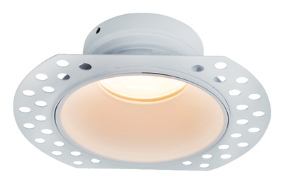 Round trimless plaster-in downlight IP65 White