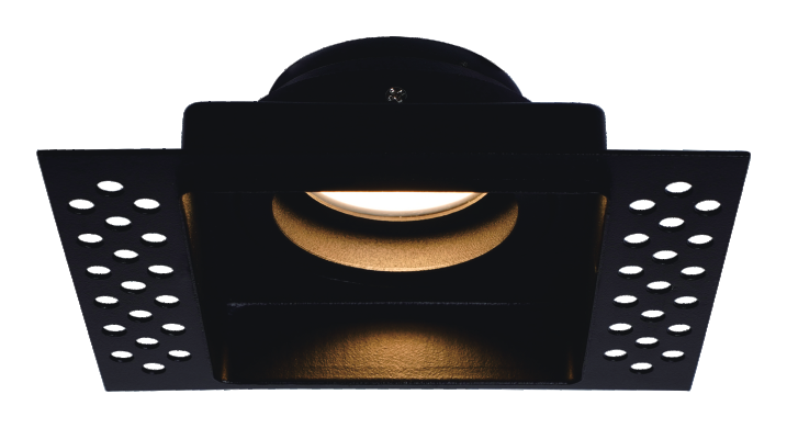 Square trimless plaster-in downlight IP20 Black