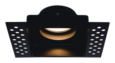 Square trimless plaster-in downlight IP20 Black