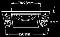Square trimless plaster-in downlight IP20 Black