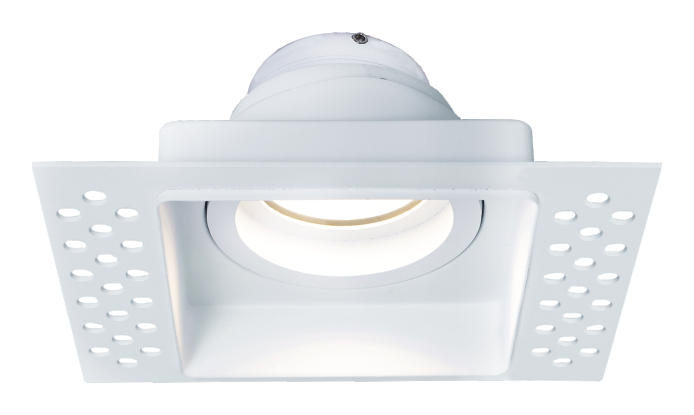 Square trimless plaster-in downlight IP20 White