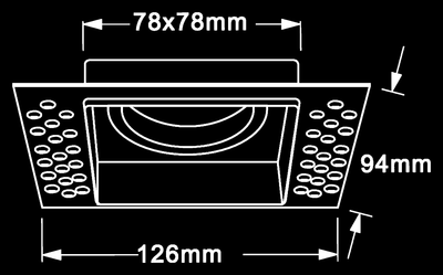 Square trimless plaster-in downlight IP20 White