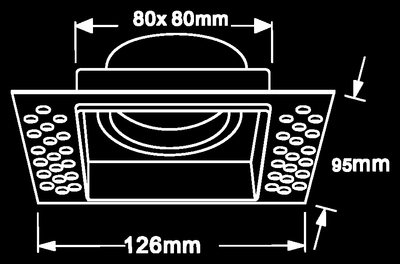 Square trimless plaster-in downlight IP65 Black