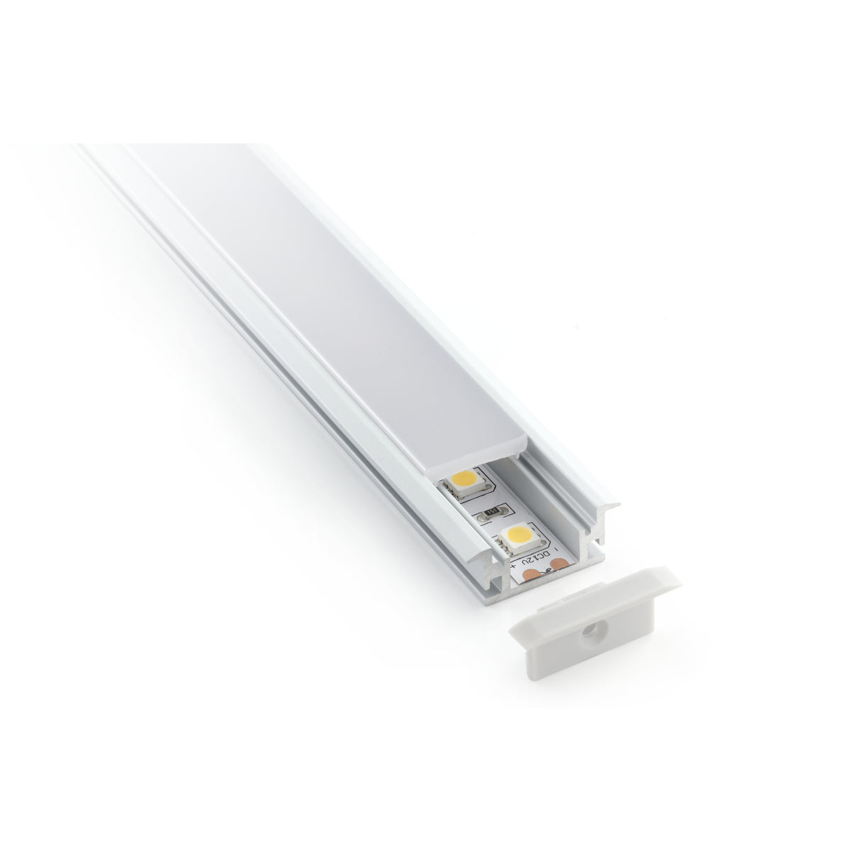 iLuminaire Waterproof Recessed Profile (ILUM-002-R) — recessed aluminium LED profile with diffuser and end cap