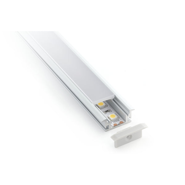 iLuminaire Waterproof Recessed Profile (ILUM-002-R) — recessed aluminium LED profile with diffuser and end cap