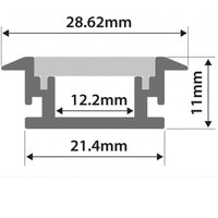 Waterproof recessed profile dimensions 28.6 x 11 mm