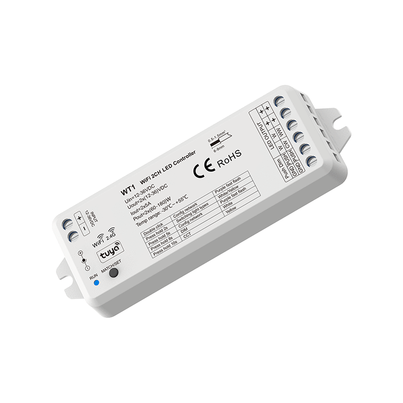 WT1 2-channel WiFi and RF LED controller