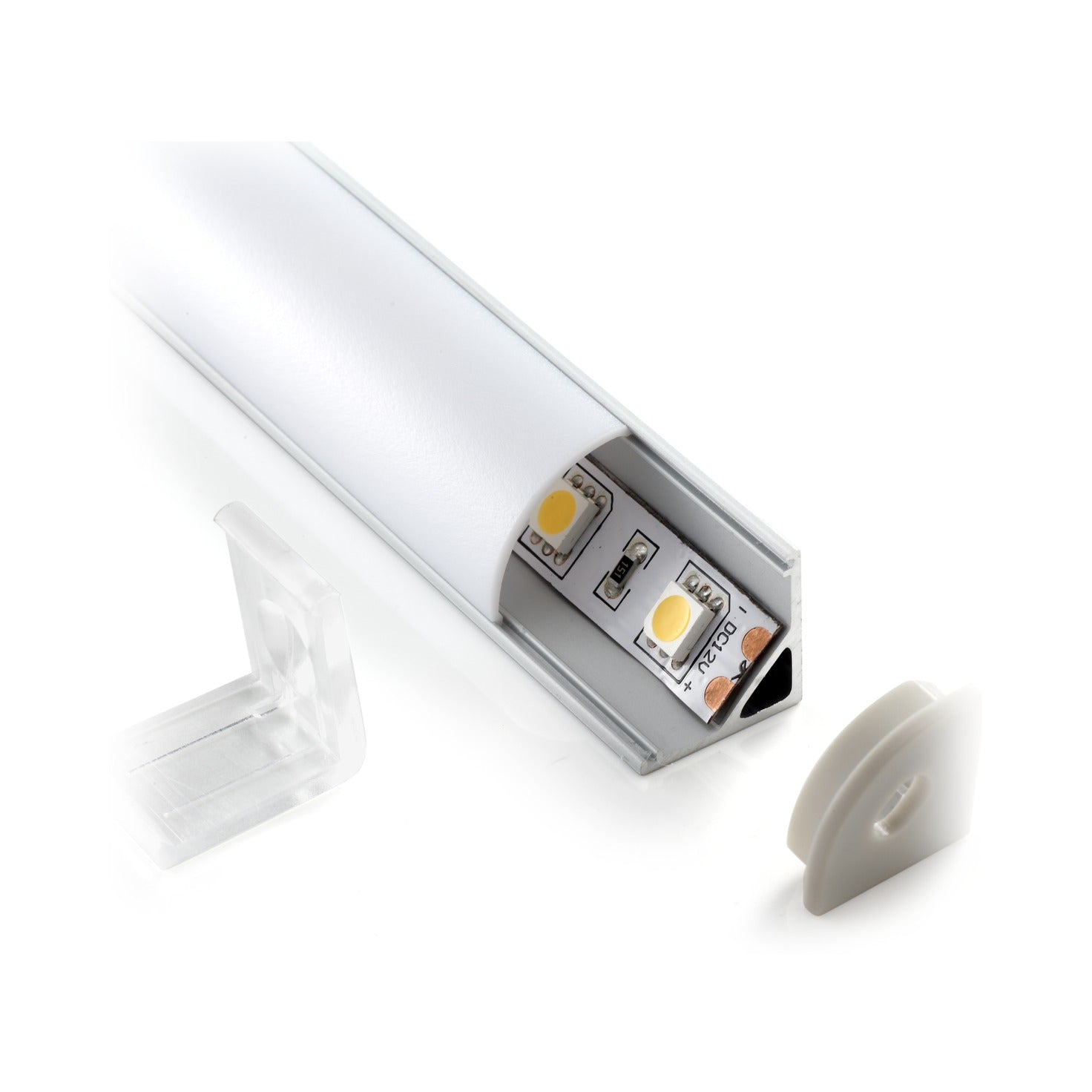 45-degree corner aluminium LED profile with rounded diffuser