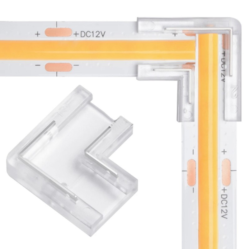 10mm L-shape corner connector joining two LED strips at 90 degrees